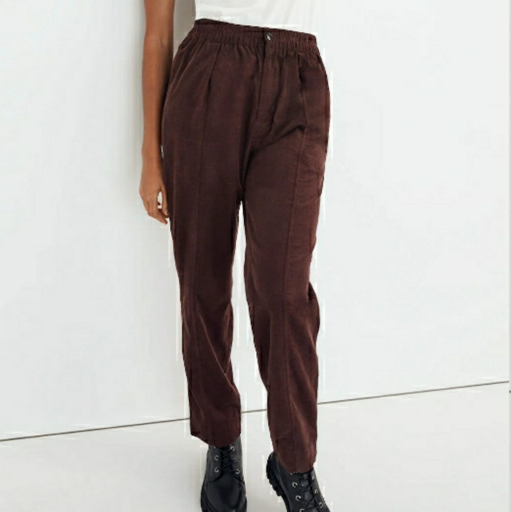 🆕️Corduroy Pull On Tapered Pants, Chocolate Brown - Picture 4 of 9